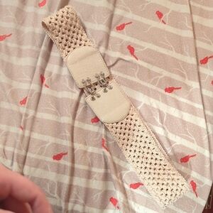 Betsey Johnson Cream Crochet Belt